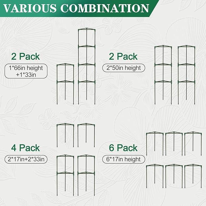 Tomato Cages for Garden,2 Pack 50in Tall Tomato Plant Support Stakes Adjustable Heavy Duty Steel Plant Tower Stakes, Updated Cucumber Trellis Garden Cages for Climbing Plants Vegetable Flowers