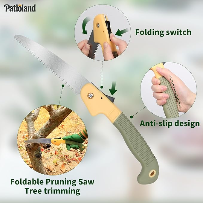 10-Piece Garden Tool Set, Green Gardening Hand Tools Kit with Non-Slip Handles, Heavy Duty Rust-Proof Aluminum Tools, Organizer Tote Bag & Gardening Gloves, Ideal Gardening Gifts for Men and Women