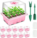 YAUNGEL Seed Starting Trays, 10 Pack 120 Cells Thicken Seed Starter Tray Kit with Humidity Dome/Heightened Lids Durable Growing Trays for Greenhouse & Gardens, Pink