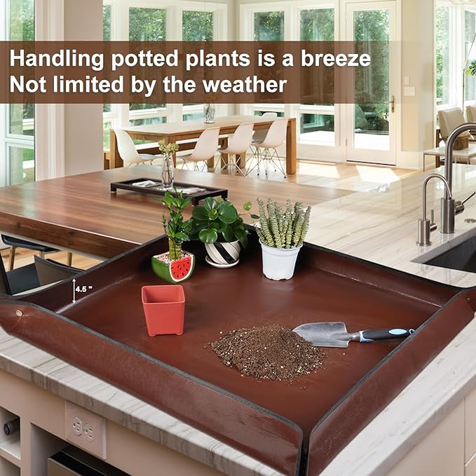 HNXTYAOB 39.5"x 39.5" Extra Large Potting Mat for Indoor Plants Transplanting and Potting Soil Control-Gardening Gifts for Plant Lovers