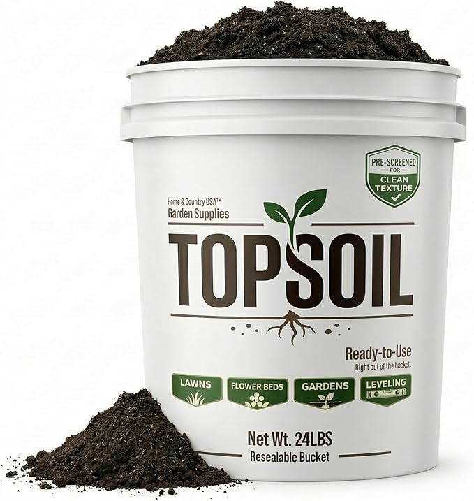 All Purpose Top Soil Pail, Garden Potting Soil Indoor Plants Mix and Potting Soil Outdoor Plants, Versatile Potting Mix for Flowers Vegetables Shrubs and Landscaping (24 lb)
