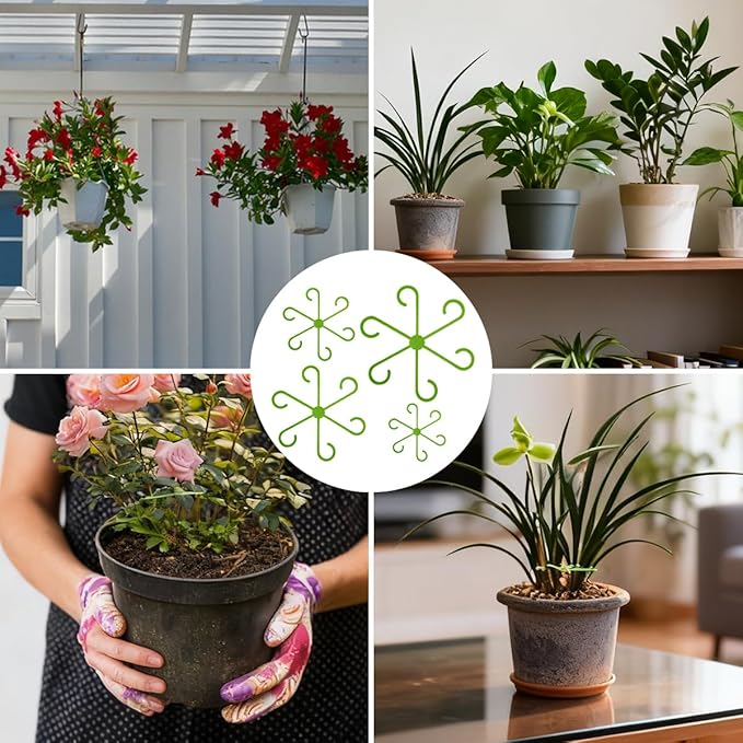 16 Pcs Plant Stem Support, 4 Sizes Climbing Houseplant Stem Support Stakes for Indoor Plants, Reusable Plastic Flower Plant Stabilizer, Plants Leaf Holders Hook for Growing Tomatoes, Orchids, Peonies