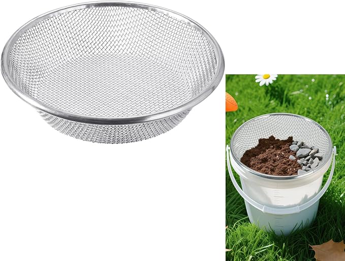 Soil Sieve Sand Rock Compost Sifter Dirt Sieve Sifting Pan Fits 5-Gallon Bucket, Soil Sifter for Gardening, 1/8in