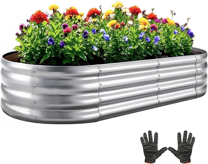 Galvanized Garden Bed kit for Vegetables/Herbs/Flowers (4X2X1)