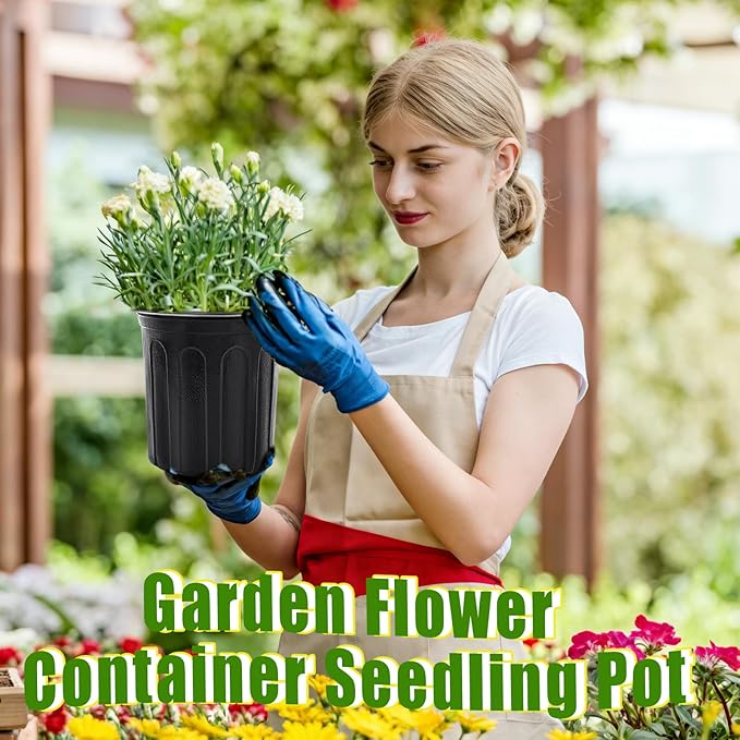 Anyumocz 120 Pcs 1 Gallon Plant Nursery Pots,Plastic Seed Starter Pots with Drainage Holes,Garden Flower Container Seedling Pot for Planting,Transplanting,Cuttings,Home Garden(Black)
