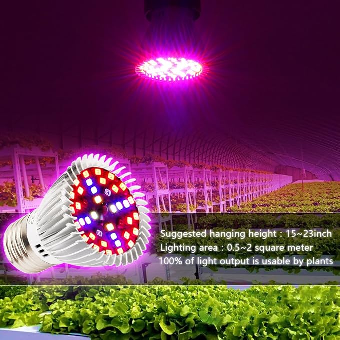 Esbaybulbs 40W LED Grow Light Bulbs E26 4 Pack, Full Spectrum Grow Lamp Red Plant Light for Hydroponics Greenhouse Indoor Plants