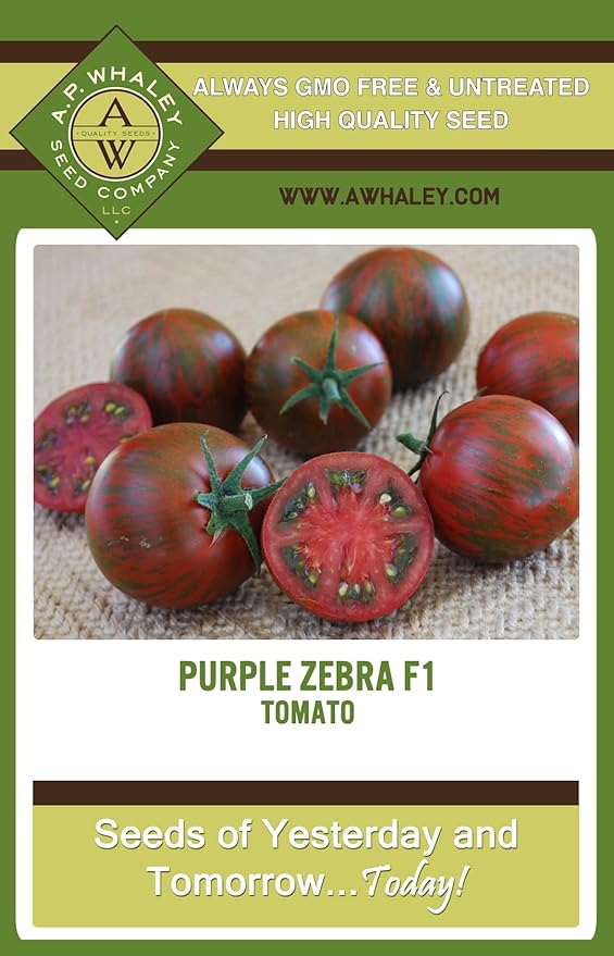 Purple Zebra F1 Hybrid | AAS Winning Tomato | 10 Seed Packet | Disease Resistant | Great Flavor | Perfect for Home Gardening | Easy-to-Grow Tomato | A.P. Whaley Seed Company |