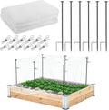 Metal Garden Netting Kit, 6 Pack 2.6ft Raised Garden Bed Net Support Stakes with 10´×13´ Fine Mesh Insect Netting 12pcs Clips Bird Barrier Screen Cover for Protect Plant Vegetable Row from Animals Bug