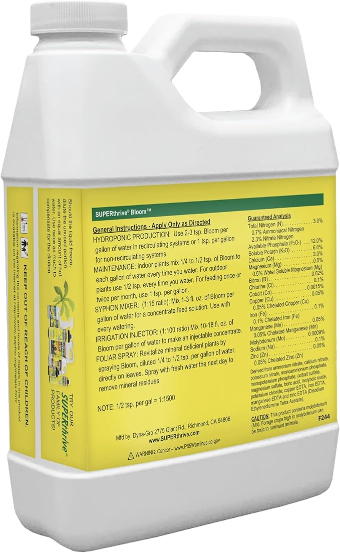 Dyna-Gro Bloom BLM-032 3-12-6 Plant Food, 1-Quart