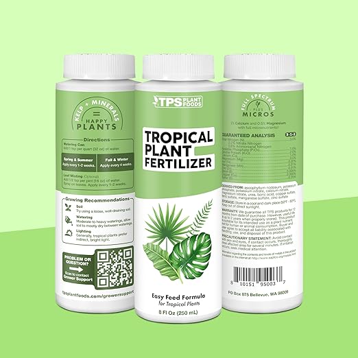 Tropical Plant Fertilizer – Liquid Plant Food for Bigger Leaves, Lush Growth & Stronger Roots, 32 oz