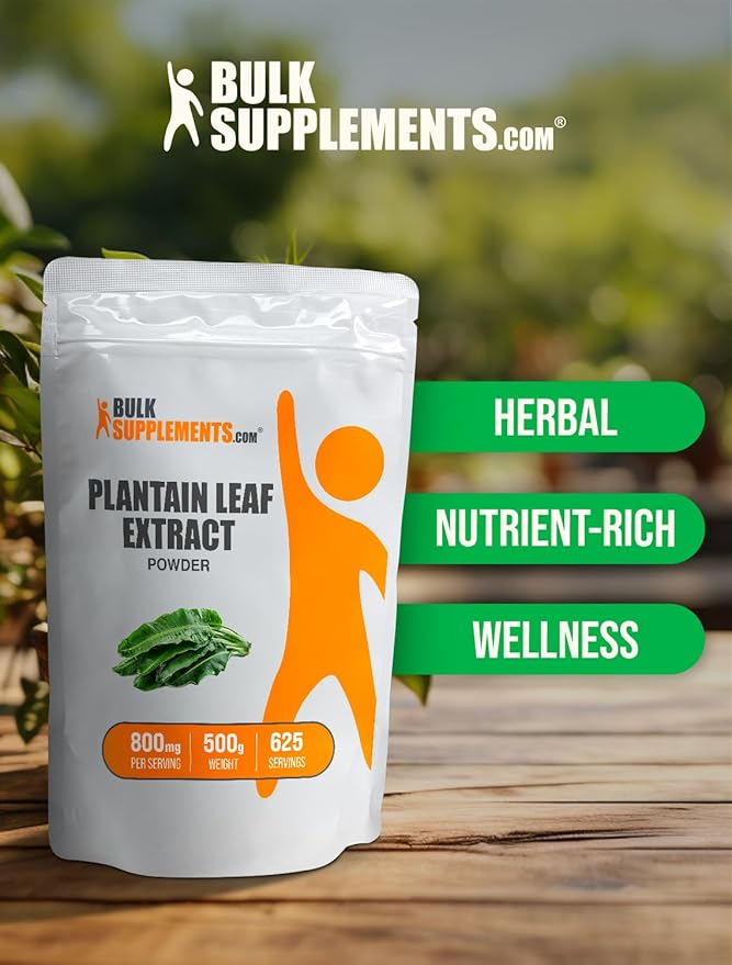 BulkSupplements.com Plantain Leaf Extract Powder - Plantain Leaf Supplement, Plantain Leaf Powder - Herbal Supplement, Gluten Free, 800mg per Serving, 500g (1.1 lbs) (Pack of 1)