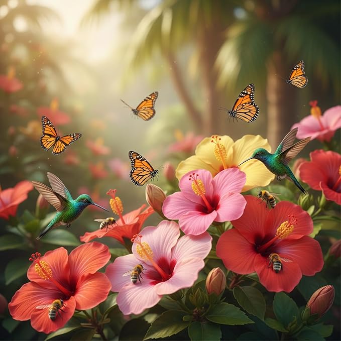 100 Hibiscus Seeds for Planting Perennial Flower Seeds for Outdoor Garden Tropical Hibiscus Flowers to Attract Pollinators Colorful Blooming Flower Seeds