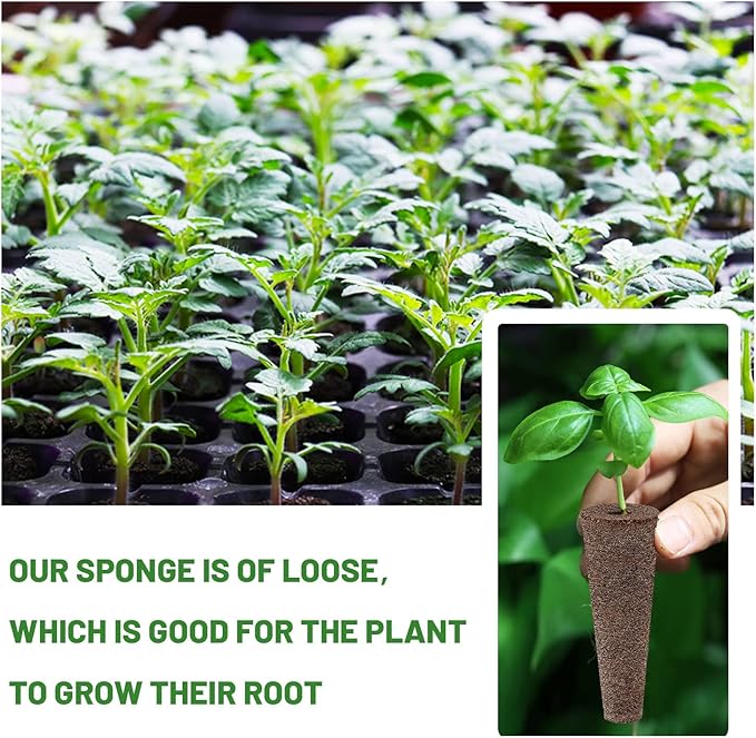 300Pcs Growth Sponges for Pods, Greenhouses Sponges, Grow Sponges for Greenhouses & Germination Equipment, Starter for Indoor Garden System (Brown)
