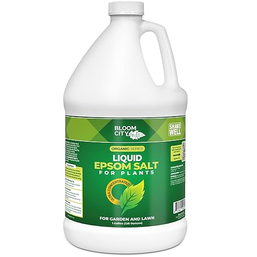 Bloom City Liquid Epsom Salt Plant Food - for All Indoor & Outdoor Plants, Fixes Magnesium Deficiency to Restore Lush Green Leaves, Liquid Concentrate, 1 Gallon