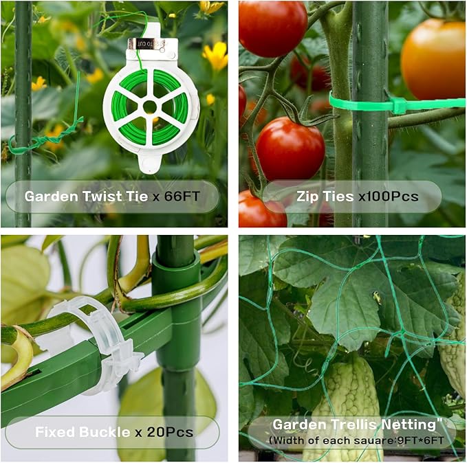 Cucumber Trellis for Raised Beds - Sturdy Arch Trellis for Peas, Beans & Climbing Plants | Outdoor Vegetable Support, Garden Trellis Kit (63" Lx30 Wx48 H)