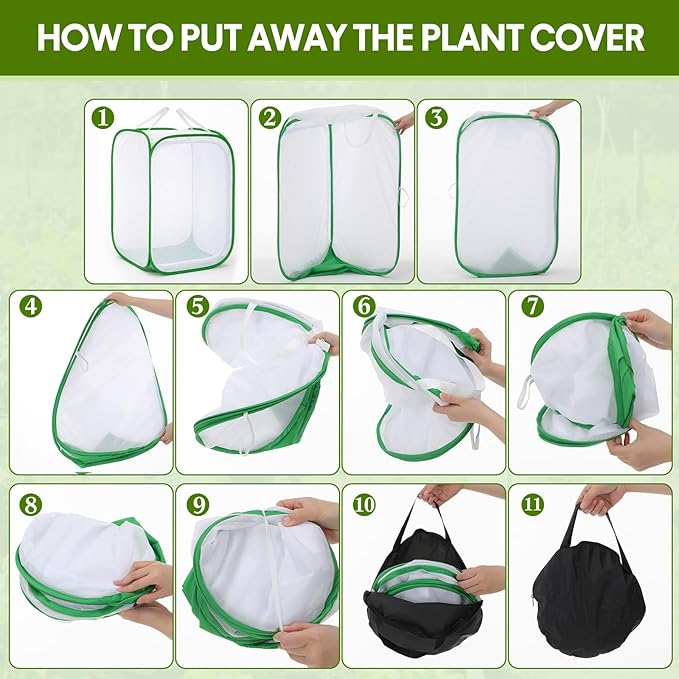 2 Pack Mesh Plant Covers 24 x 24 x 36 Inch Tomato Crop Netting Cage Garden Tents for Plant Protection from Insects Animals Outdoor Tall Crop Cage for Fruit, Vegetables, Flowers and Herbs