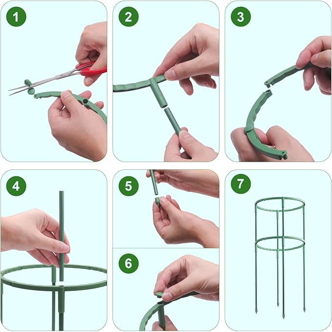 Zwish 3Pack 25.2Inch Plant Support Stakes with 20M Twist Ties for Tomato,Tomatoes Cages for Monstera, Peony, Hydrangea, Climbing Plants Indoor and Outdoor Plant