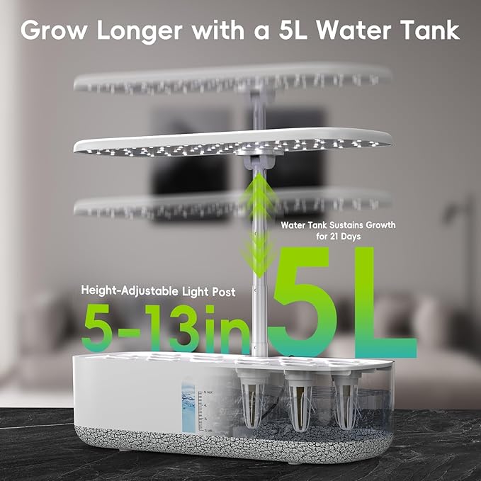 Large Hydroponics Growing System 14 Pods, Indoor Herb Garden with LED Grow Light, 5L Water Tank, Hydroponic Grow Kit with Auto-Timer, Easter Garden Gifts for Kids, STEM Growing kit