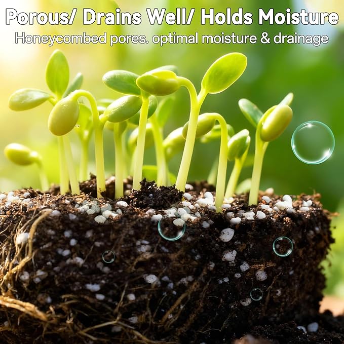 ZeeDix 3QT Organic Perlite Horticulture Soil Amendment for Plants, 3-9mm Granule Size Potted Plant Soil for Orchid Cactus Succulents Carnivorous Monstera Repotting, Indoor Outdoor Gardening