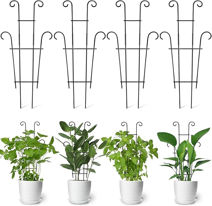 Coomin 23in Taller Plant Trellis for Climbing Plants Indoor, Sturdy Houseplant Trellis for Potted Plants with Ties, Vine Plant Support for Monstera Pothos Ivy, Plant Decor, 4P