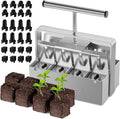 Soil Blocker 2 Inch 8 Cell Upgraded Soil Block Maker Heavy Duty with Comfortable Handle and 3 Sizes Seed Pins Handheld Soil Blocking Tool for Seed Starting transplanting Germination