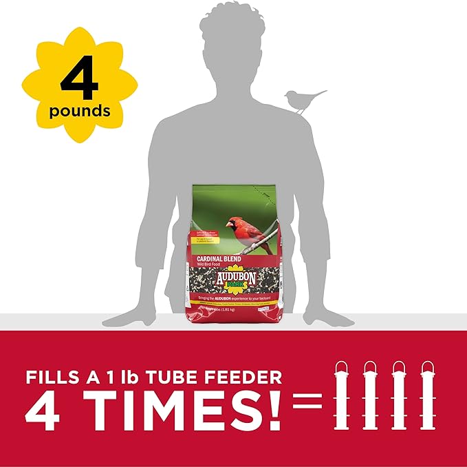 Audubon Park Cardinal Blend Wild Bird Food, Cardinal Bird Seed for Outside Feeders, 4-Pound Bag (Pack of 2)