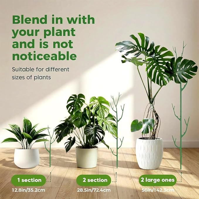 10 Pack Stackable Monstera Plant Support, Garden Plant Stakes for Indoor Outdoor Plants, Climbing Plant Support Structures Moss Pole Monstera Plant Holder Sticks Support Tall Potted Plants (10 Pack)