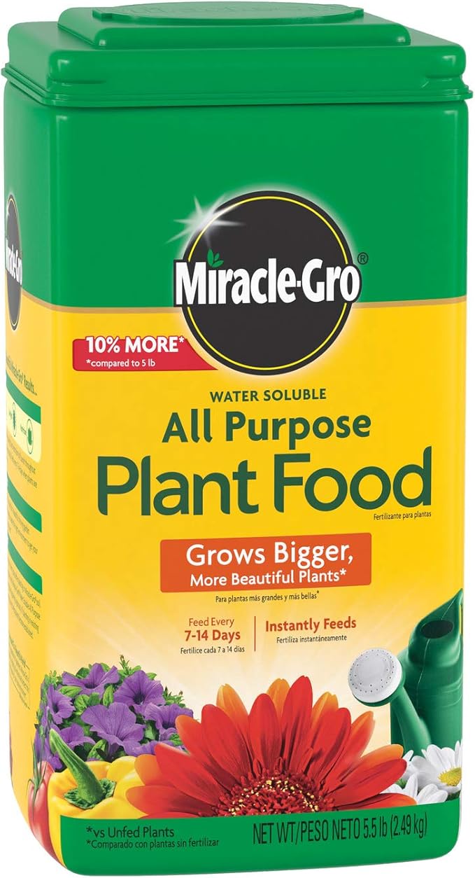 Miracle-Gro Water Soluble All Purpose Plant Food - Fertilizer For All Indoor or Outdoor Plants including Roses, Flowers, Vegetables, Houseplants, Trees, and Shrubs, 5.5 lbs.
