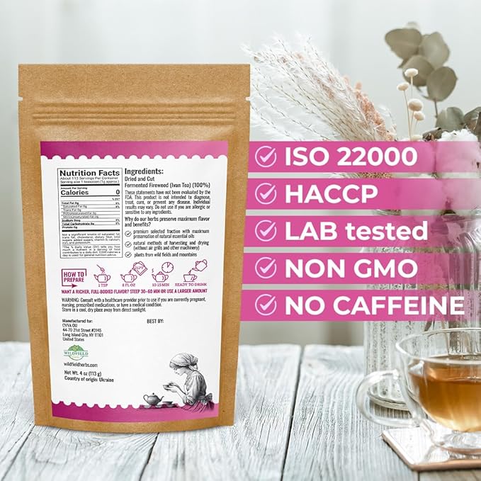 4 oz Siberian Fireweed Tea Herbal Ivan Tea Blooming Sally (Chamerion Angustifolium) Ivan Chai Bulk Loose Leaf Herb Epilobium Angustifolium - 113g (4 oz)