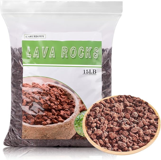 Lava Rocks for Plants -100% Pure Volcanic Rock No Dyes or Chemicals-Best Lava Stones Top Dressing for Cacti Succulents Plants,Bonsai (Red, 15LBS)