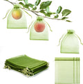 50 PCS 6X9 inches Fruit Protection Bags, Fruit Bags for Fruit Trees, Green Netting Fruit Cover Bags Drawstring Mesh Fruit Protectors Pest Barrier for Fruit Trees Veggies Garden