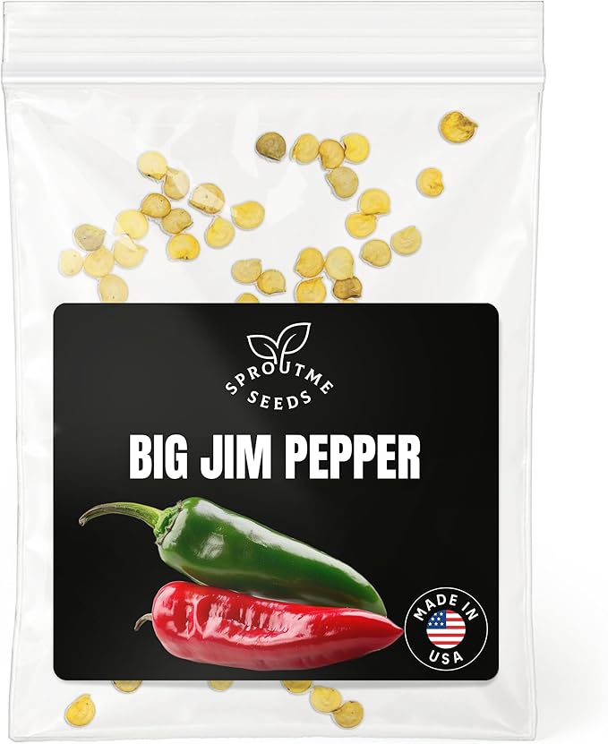 Fall & Winter Big Jim Pepper Seeds for Indoor Planting – 50 Non-GMO Heirloom USA-Grown Mild 2,500–3,000 SHU Seeds with High Germination (Capsicum annuum)
