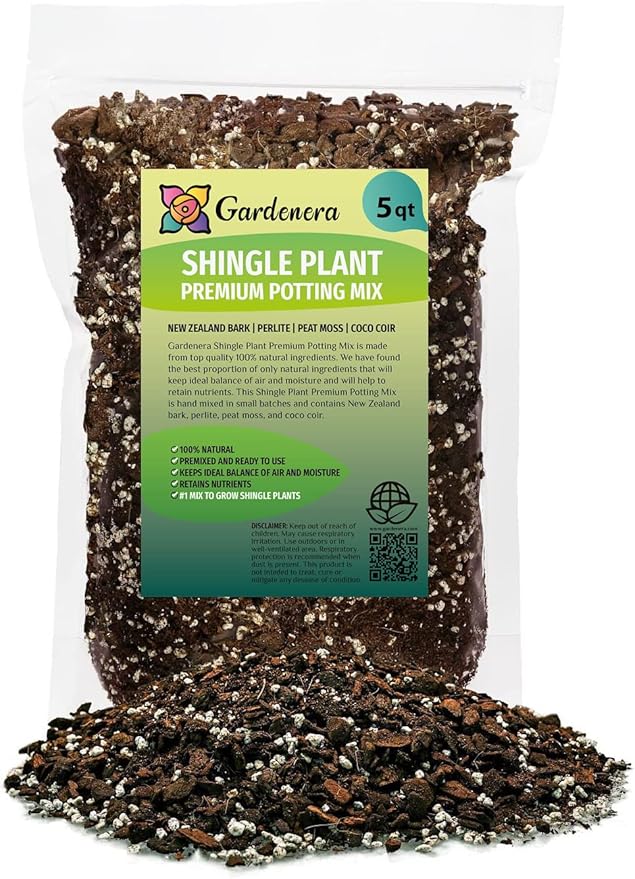 GARDENERA Shingle Plant Potting Mix - Retains Moisture and Enhances Root Growth - 5 Quart