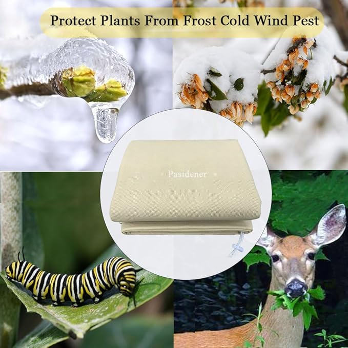 Plant Covers Freeze Protection 2.8oz 2 Packs 70"x60" Winter Tree Covers Frost Blankets for Outdoor Plants with Zipper Drawstring- Frost Cold Pest Protection for Shrubs Fruit Tree