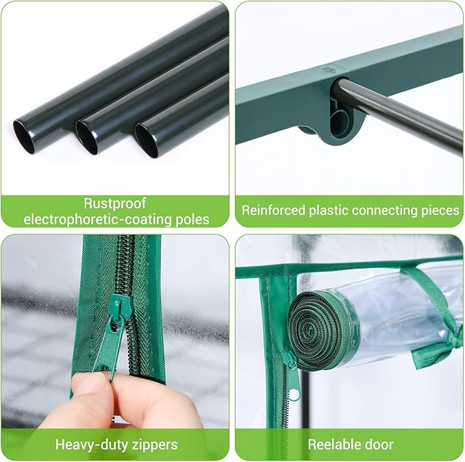 Mini Greenhouse for Outdoors Indoor: 27 x 19 x 62-Inch Ohuhu Small Green House with 4 Tier Shelves, Portable Plastic Greenhouses with Heavy Duty Transparent PVC Cover for Seedling Patio Porch Balcony