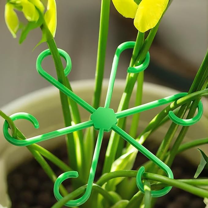 4Pcs Plant Stem Supports, Reusable Plastic Plant Accessories Indoor, Monstera Plant Support for Climbing Houseplants, Stakes Trellis Stem Hook Growth Tools for Neat Garden Arrangement(Green)