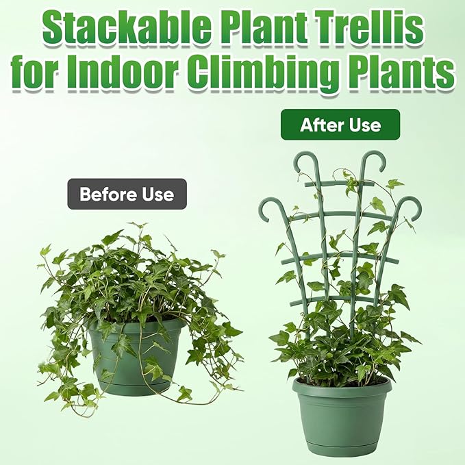4PCS Indoor Small Trellis,Stackable Plant Trellis for Indoor Climbing Plants,Small Plant Climbing Trellis for Potted Plants Plastic Climbing,Potted Plant Trellis for Houseplants