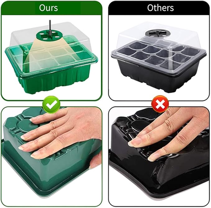 Starter Kit Tray with Grow Light, Adjustable Humidity Drainage, 6Pack Germination with Transparent Domes for Vegetables, Succulent Plant seedlings,Starting Greenhouse[Energy Efficiency Class A+++]