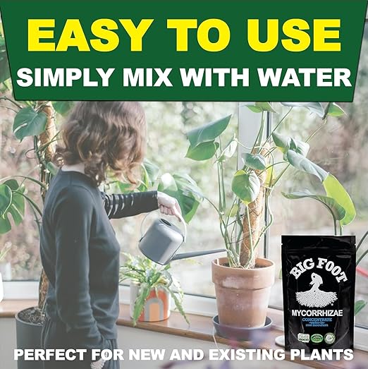 Big Foot Mycorrhizae for Plants, Potted Plants and Gardens - Concentrate Fully Dissolves in Water, Year Round Organic Fertilizer for Root Growth and Healthy Soil - 8 Ounces of Mycorrhizal Inoculant
