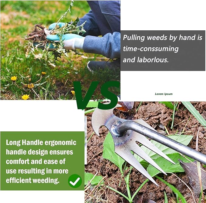 Weed Puller Gardening Hand Weeder Tools,Portable Artifact Uprooting Weeding 6 Teethes Manganese Steel Weed Removal Dual Purpose Manual Hand Pulling Tool for Lawn Garden (Silver)