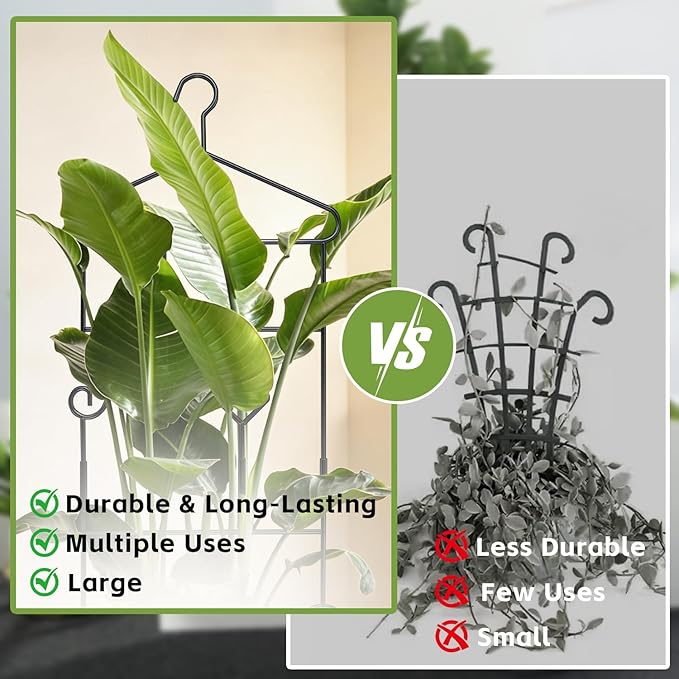 4 Pack 32'' Bell-Shaped Plant Trellis for Climbing Plants Outdoor & Indoor,Garden Metal Trellis for Potted Plants Climbing Plants, Monstera Houseplant Trellis for Hoya Pothos Vine Ivy