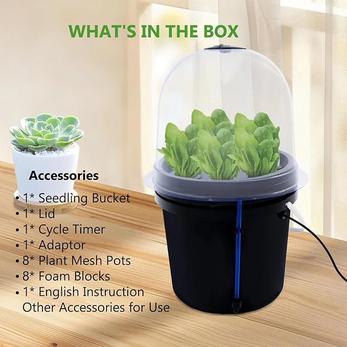 Hydroponics Seedling Cloning System Kit, 8 Holes Cloning System Aeroponic Propagation Kit, Fog Seedling Box, Soilless Hydroponic Equipment for Indoor Outdoor Garden Vegetables