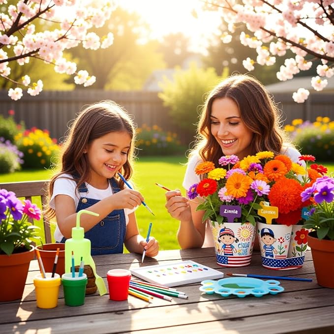 Paint & Plant Flower Growing Gardening Kit with 3 Pots for Kidz - Gardening Tools Set Easter Gifts for Girlz & Boyz Agez 5, 6, 7, 8, 9, 10, 11 & 12 Yearz Old Girlz