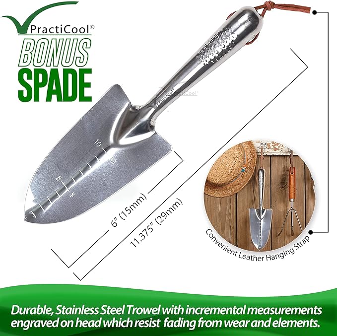 Garden Potting Mix Sieve - Stainless Steel Riddle - Soil sifting pan - with 4 Interchangeable Filter mesh Sizes - 3,6,9,12 mm and Bonus Spade