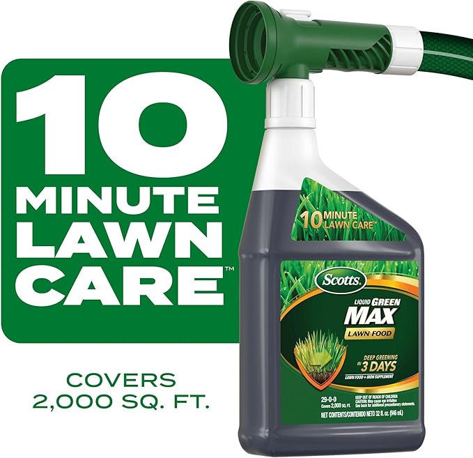 Scotts Liquid Green Max Lawn Food Refill, Lawn Fertilizer and Iron Supplement, for Any Grass Type, 29-0-0, 32 fl. oz.