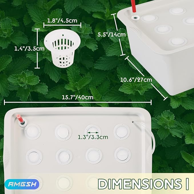 Hydroponics Growing System Kit with Air Pump, Bubble Stone, 12-Hole Indoor Hydroponic System Grow Box, Indoor Gardening System & Hydroponic Kit Vegetable & Herb Garden Starter Kit