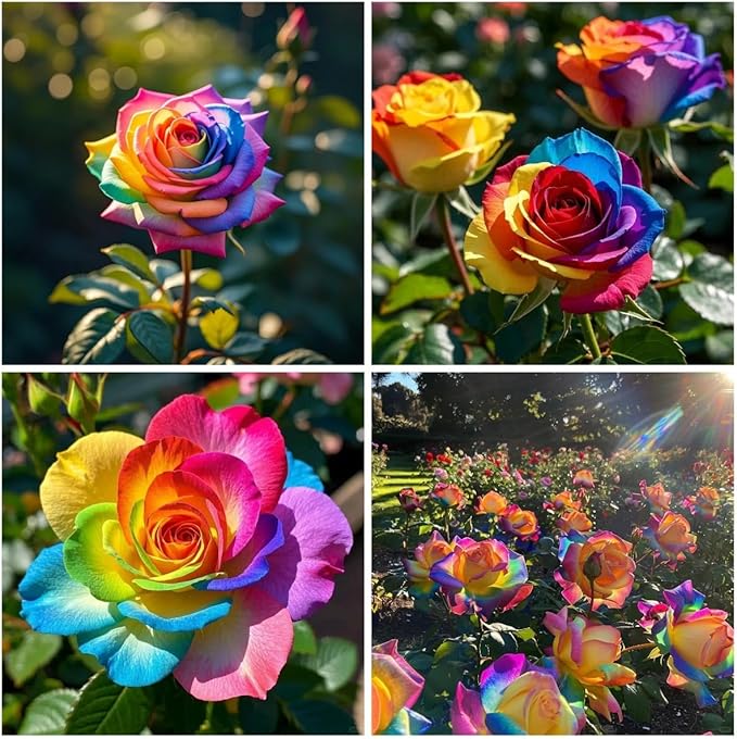30+ Rare Rainbow Rose Seeds for Planting – Perennial Rosa Flower Seed, Ornamental Bush Variety for Garden Beds, Borders and Outdoor Landscape