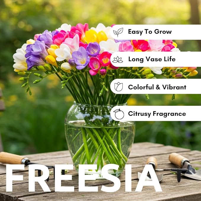 Double Freesia Flower Bulbs for Spring Planting - Mixed Colors for Bouquets - Large Healthy Bulbs - Great for Container or Outdoor Growing (10 Bulbs)