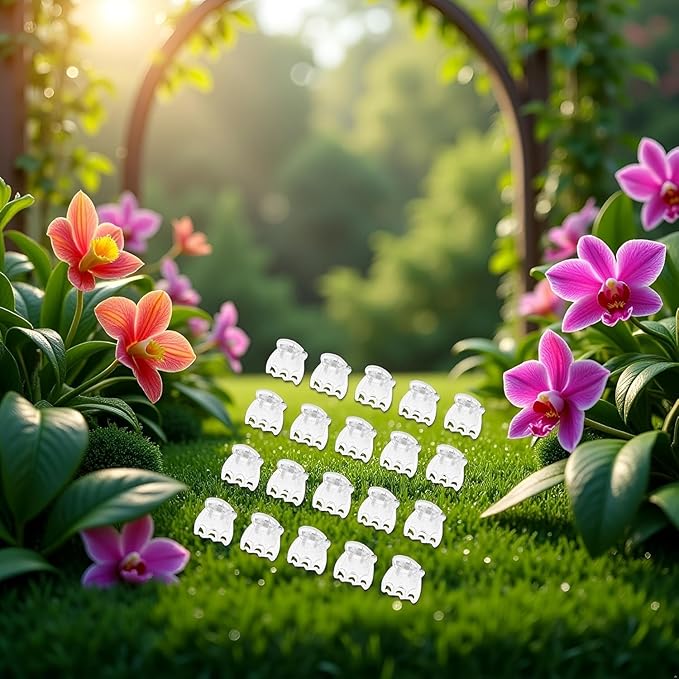 50Pcs Transparent Plant Orchid Clips Flowers Support Clear Fixer for Garden Vine Stem Plants Climbing Clasp Transparent 6 Claws Orchid Clips Plastic Butterfly Plant Support Structures