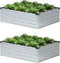 ZUNUDA 4×3×1FT(2PCS) Galvanized Raised Garden Bed Kit, Metal Planter Boxes,Large Raised Garden Bed for Planting Vegetables,Flowers,Herbs -Silver